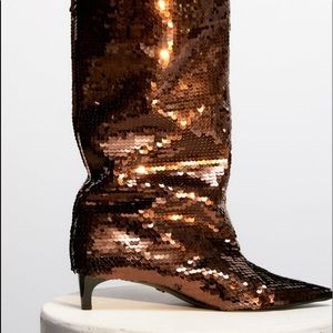 Zara sequins knee boot size 9